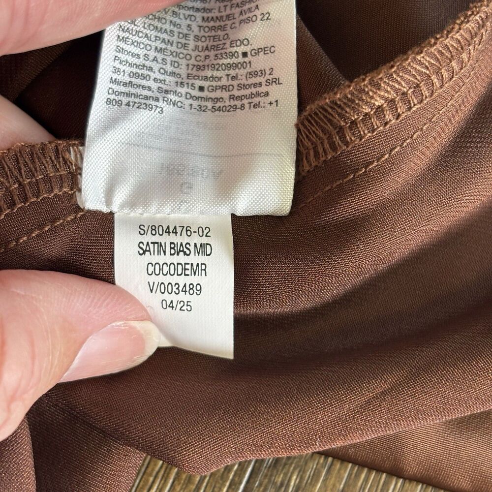 Old Navy Satin Bias Midi Skirt Women's Large Cocoa Brown Slip Skirt Elegant - Picture 7 of 7